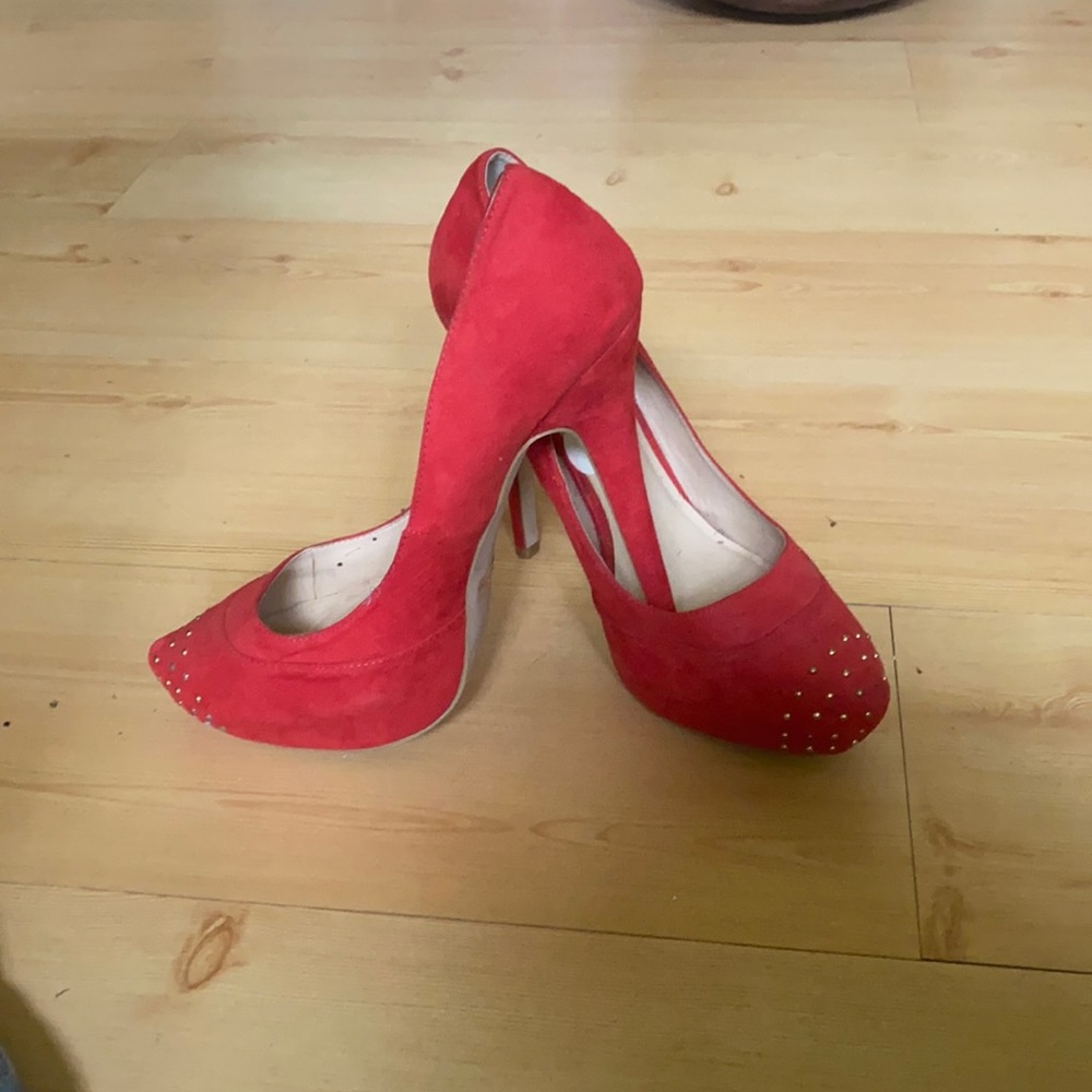 Red studded heels